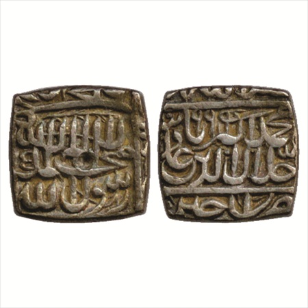 Akbar (1556-1605 AD), Silver Square Rupee, Ujjain Mint, AH 994, (KM 82.7). Very Fine+, Rar
