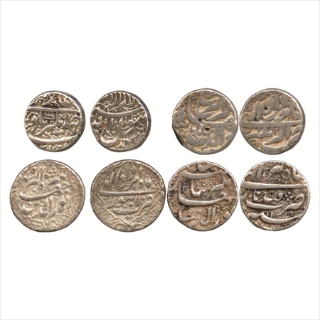 Jahangir (1605-1627 AD), Silver Rupee (4), Ahmadnagar Mint, Akbarnagar Mint, Khurdad, Laho