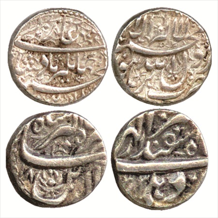 Jahangir (1605-1627 AD), Silver Rupee (2), Burhanpur Mint and Delhi Mint, Isfandarmuz, AH 