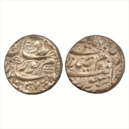 Jahangir with Noor Jahan, Silver Rupee, Surat Mint, AH 1037, (KM 168.6). Extremely Fine, R