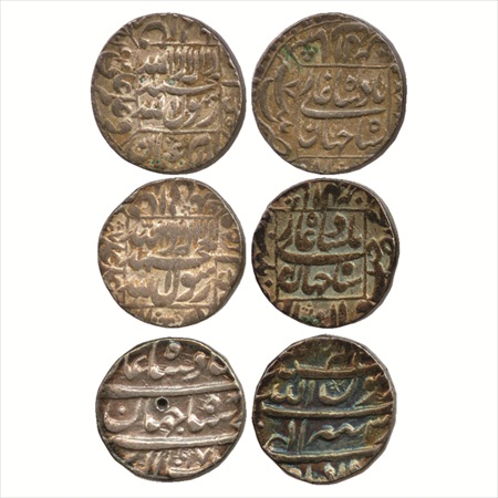 Shah Jahan (1628-1658 AD), Silver Rupee (3), 2x Patna Mint, AH 1044/RY 7 and AH xx47/RY 11