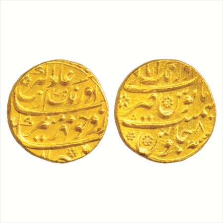Aurangzeb (1658-1707 AD), Gold Mohur, Aurangabad Mint, AH 1075/RY 8, 11g. (KM 315.10). Ext