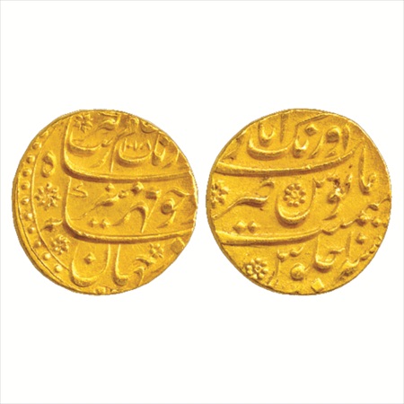 Aurangzeb (1658-1707 AD), Gold Mohur, Aurangabad Mint, AH 1078/RY 10, 10.96g. (KM 315.10).