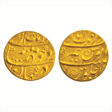 Aurangzeb (1658-1707 AD), Gold Mohur, Aurangabad Mint, AH 1080/RY 14, 10.98g. (KM 315.10).
