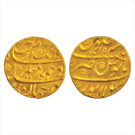 Aurangzeb (1658-1707 AD), Gold Mohur, Sholapur Mint, AH 1081/RY 15, 11.06g. (KM 315.43). U