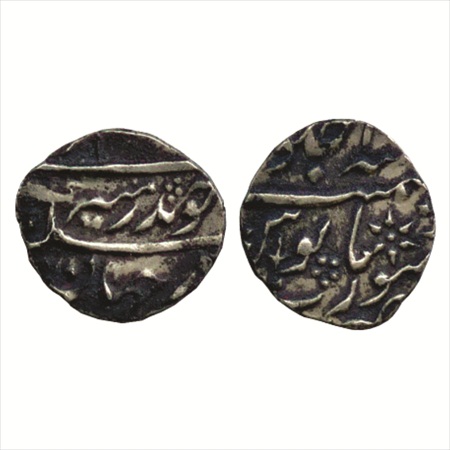 Aurangzeb (1658-1707 AD), Silver ¼ Rupee, Surat Mint, (KM 293.17). Broad Flan, Very Fine+,