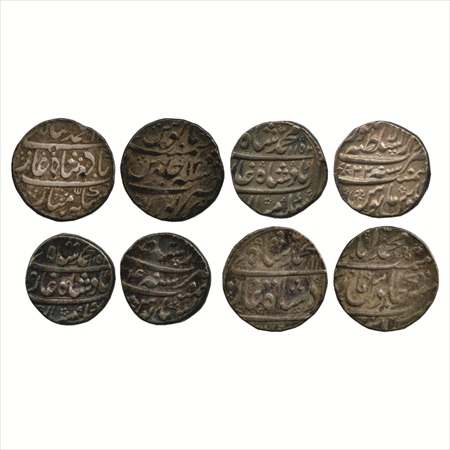 Muhammad Shah (1719-1748 AD), Silver Rupee (4), 1x Kora Mint, RY 13, (KM 436.39), 2x Dar u