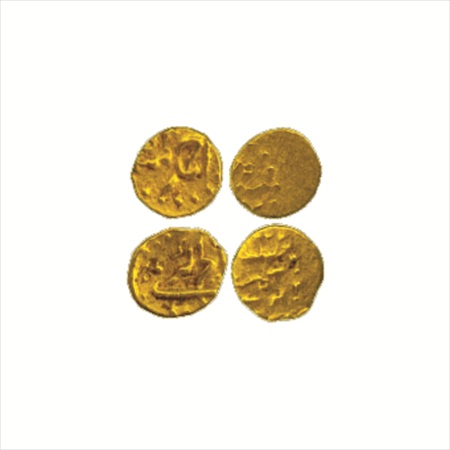 Ahmed Shah Bahadur and Alamgir II, Gold Fanam (2), Siddhaut Mint. (2 Coins) Very Fine+, Ra