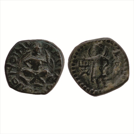 Kushans, Huvishka (c. 150-185 AD), Copper unit of 'middle weight standard', (MAC 3310-3312