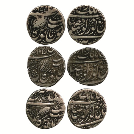 Sikh Empire, Nanakshahi Silver Rupee (3), (a) VS 1855 of Amritsar Mint. Since the rule by 