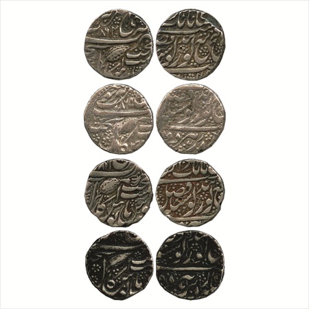 Sikh Empire (4), Nanakshahi Silver Rupee of Amritsar Mint of the years VS 1864, 1865, 1866