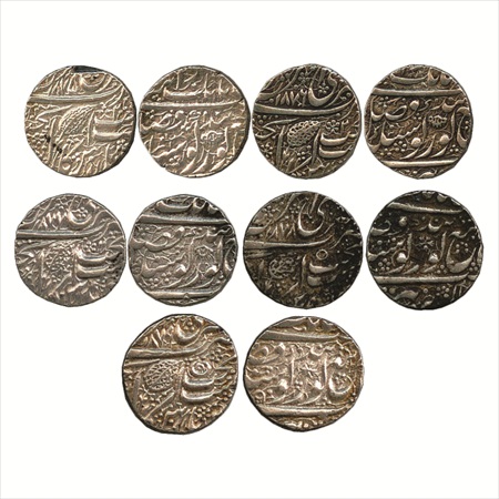 Sikh Empire (5), Nanakshahi Silver Rupee of the years VS 1875, 1876, 1877, 1878 and 1879 o
