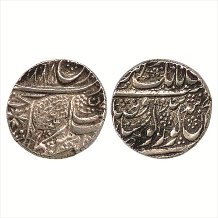 Sikh Empire, Nanakshahi Silver Rupee of frozen year series VS 1885, actual year VS (18)95,