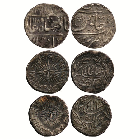 Indore, Silver Rupee (3), 1x Malharnagar Mint, in the name of Shah Alam II, AH 1185/RY 15 
