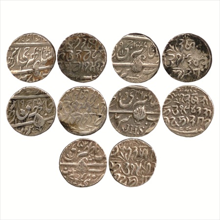Kashmir, Silver Rupee (5), 2x Ranbir Singh, VS 1926 and VS 1934 and 3x Pertab Singh, VS 19