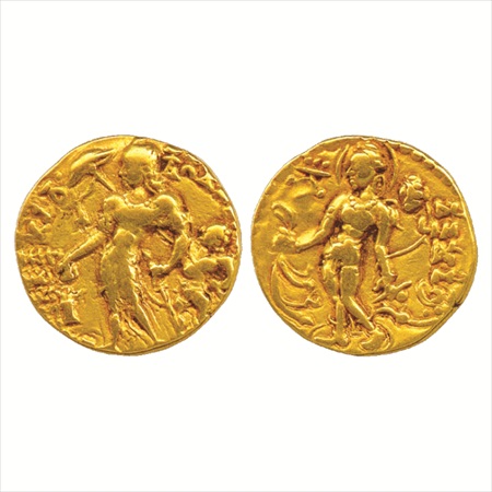 Chandra Gupta II (c. 375-415 AD), Gold Dinar, 'Chhatra' type, (Altekar - Class II, var. C)