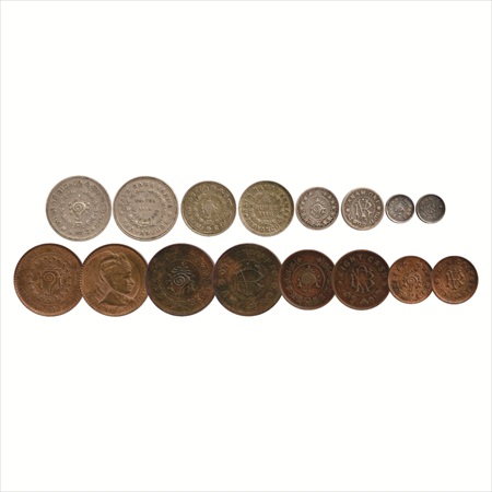 A group of 8 coins of Travancore, Silver (4), Chitra ½ Rupee, ME 1114, ¼ Rupee, ME 1116, 1