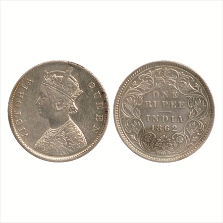 Victoria Queen, Silver Rupee, 1862, Calcutta Mint, B/III/0/0, (PR 60). Very Fine, Scarce.