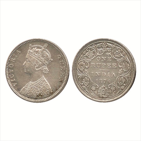 Victoria Queen, Silver Rupee, 1876, Bombay Mint, A5/II/dot, (Unlisted in Pridmore). Very F