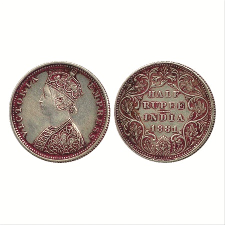 Victoria Empress, Silver ½ Rupee, 1881, Bombay Mint, B2/II/dot, (PR 289). Extremely Fine, 