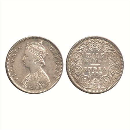Victoria Empress, Silver ½ Rupee, 1893, Calcutta Mint, A/I/'C' incused, (PR 277). Very Fin