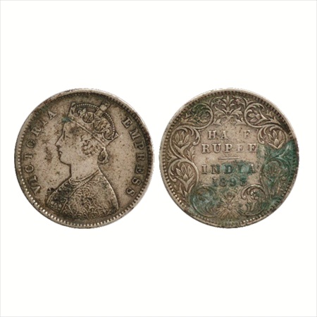 Victoria Empress, Silver ½ Rupee, 1893, Bombay Mint, A/I/'B' incused, (PR 303). Patina on 
