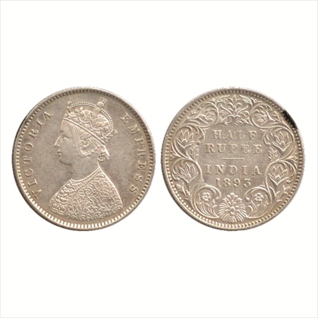Victoria Empress, Silver ½ Rupee, 1893, Bombay Mint, A/I/'B' incused, (PR 303). About Extr