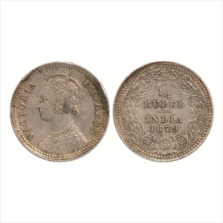 Victoria Empress, Silver ¼ Rupee, 1879, Calcutta Mint, C/II/'C' incused, (PR 384). Very Fi