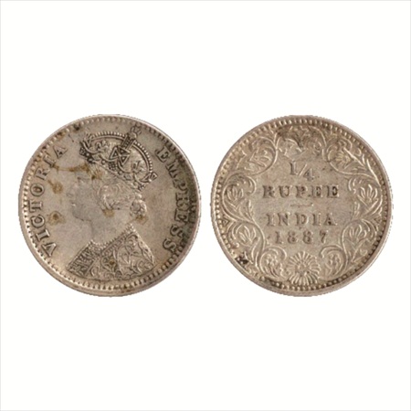 Victoria Empress, Silver ¼ Rupee, 1887, Bombay Mint, C/II/'B' raised, (PR 420). Very Fine+