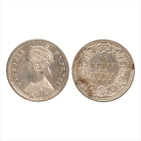 Victoria Empress, Silver ¼ Rupee, 1898, Calcutta Mint, C/II/'C' incused, (PR 402). A UNC, 