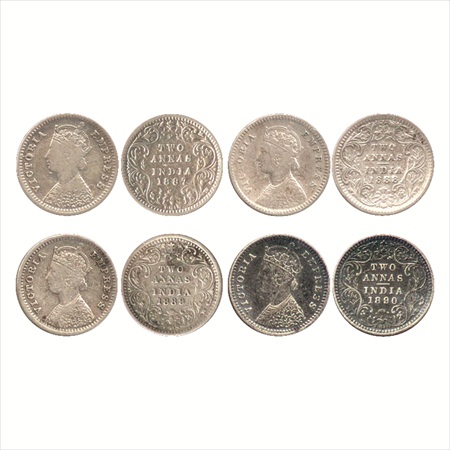 Victoria Empress, Silver 2 Annas (4), 1887, Bombay Mint, B/II/'B' incused, (PR 540), 1888,