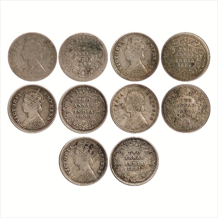 Victoria Empress, Silver 2 Annas (5), 1889, Calcutta Mint, B/II/'C' incused, (PR 504), 188