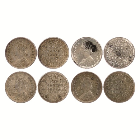 Victoria Empress, Silver 2 Annas (4), 1892, Bombay Mint, B/II/'B' incused, (PR 547), 1893,