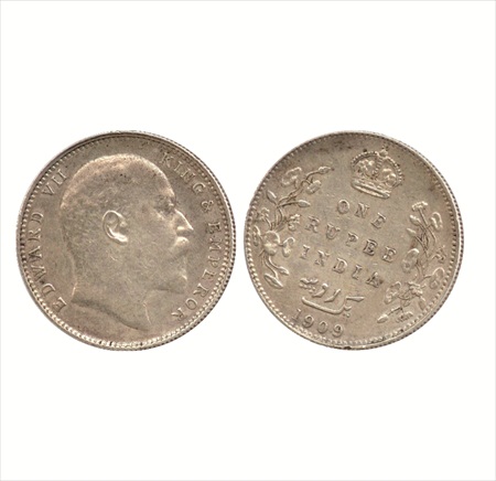 Edward VII, Silver Rupee, 1909, Bombay Mint, reverse rotated at 1 o'clock, (PR 205). Very 