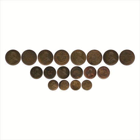 George V (9), Copper ¼ Anna (4), 1919, 1920 and 1924, Calcutta Mint, (PR 664, 665 & 674) a