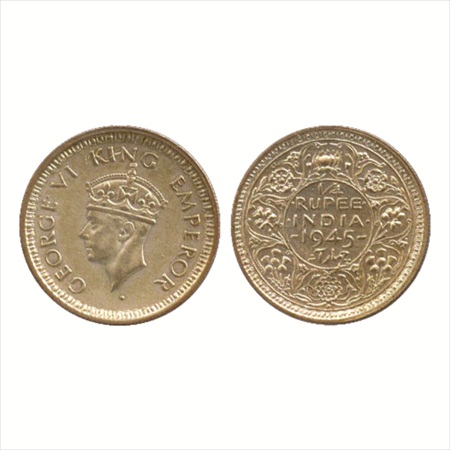 George VI, Half Silver ¼ Rupee, 1945, Bombay Mint, dot, Large '5', (PR 470). Very Fine+, S