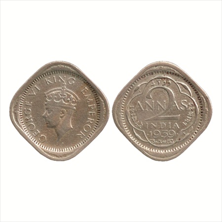 George VI, Cupro-Nickel 2 Annas, 1939, Bombay Mint, Head Type II, (PR 914). Very Fine+, Sc