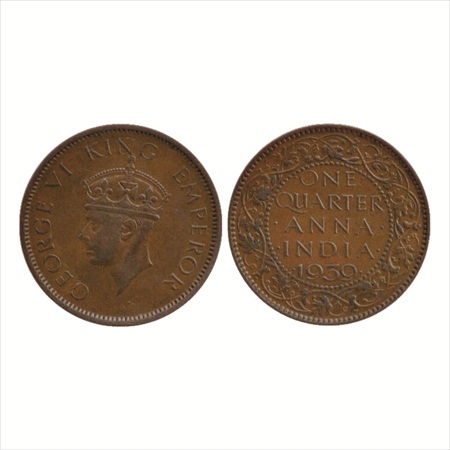 George VI, Copper ¼ Anna, 1939, Calcutta Mint, Head type II, (Unlisted in Pridmore). Extre