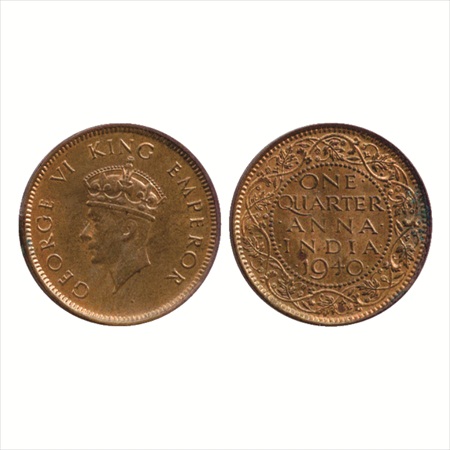 George VI, Copper ¼ Anna, 1940, Bombay Mint, dot, Head Type I, (PR 691). A UNC, Scarce.