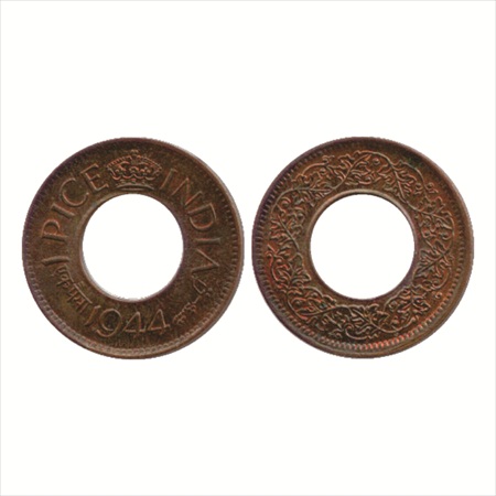George VI, Copper 1 Pice, 1944, Calcutta Mint, no mm, (Unlisted in Pridmore). UNC, Very Ra