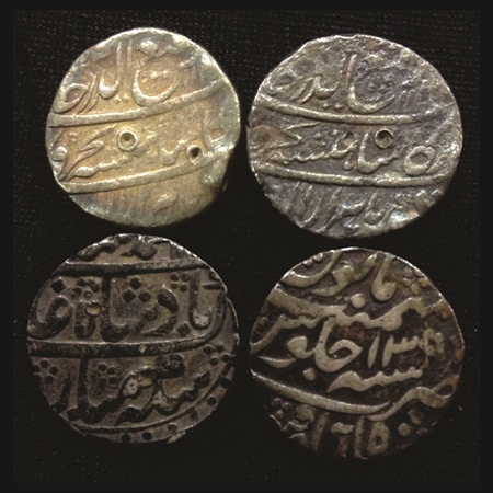 Mughals, Silver Rupee (4), 2x Rafi-ud-Darjat and 2x Muhammad Shah. (4 Coins)
