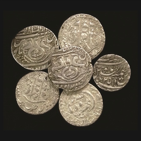 Awadh, Silver Rupee (6), 5x with coat of arms, various dates and 1x Najibabad with Fish mi