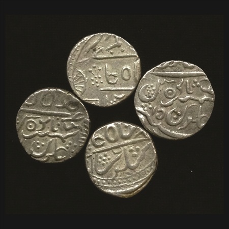 Bikanir, Silver Rupee (4), crude type in the name of Alamgir and Shah Alam II. (4 Coins)
