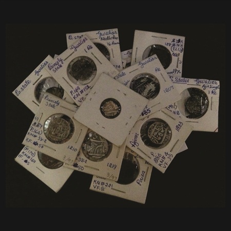 Gwalior, a lot of 20 coins, 7x Silver and 13x Copper. Various types, mints and denominatio