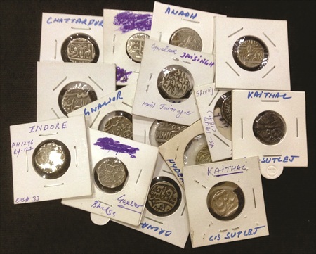 A lot of 15 Silver Rupee, including Awadh, Arkat, Chattarpur, Datia, Gwalior, Hyderabad, I
