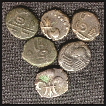 A lot of 6 Copper Indo French Coins, Doudou. (6 Coins)