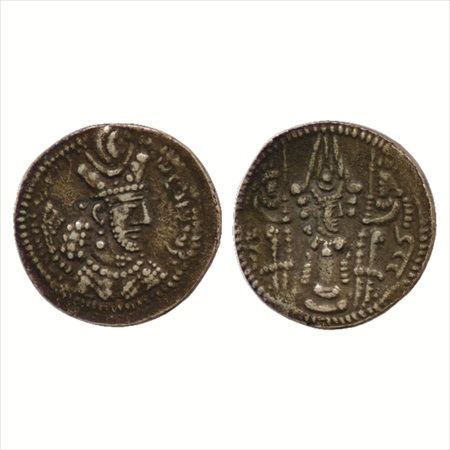Varahran V (420-439 AD), Silver Drachm, Mint RD (Rayy), with bust of Ahura Mazda in the fi