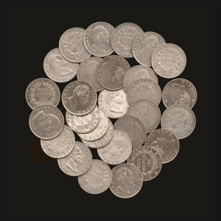 William IV, Silver Rupee (53), 1835, including PR 32, 34, 36, 37, 40 and some other variet
