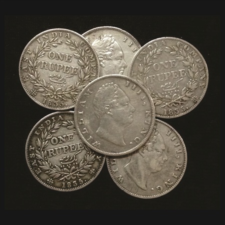William IV, Silver Rupee (6), 1835. (6 Coins)