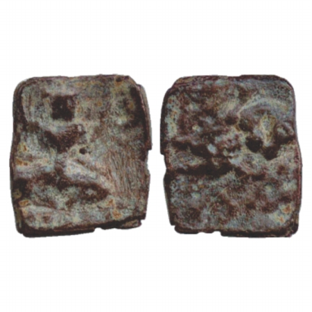 Uninscribed Lead coin from Gujarat, Post-Gupta period, (c. 500-600 AD), 3.07g. Obv: Goddes